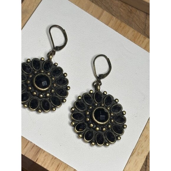 Premier Designs Vintage-Style Bronze & Black Beaded Dangle Earrings With Leverba - Picture 6 of 7
